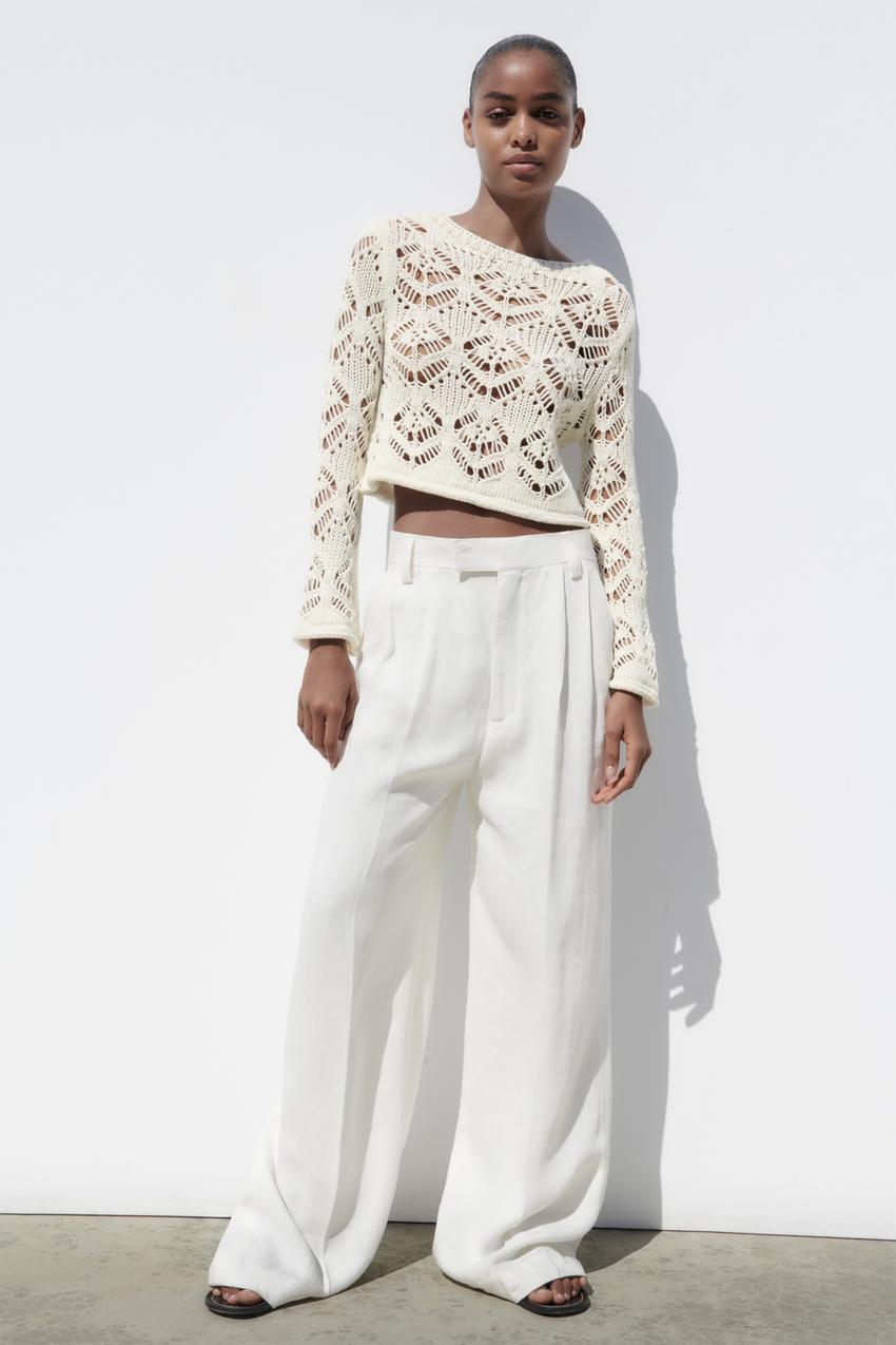Zara crochet knit sweater Clearance