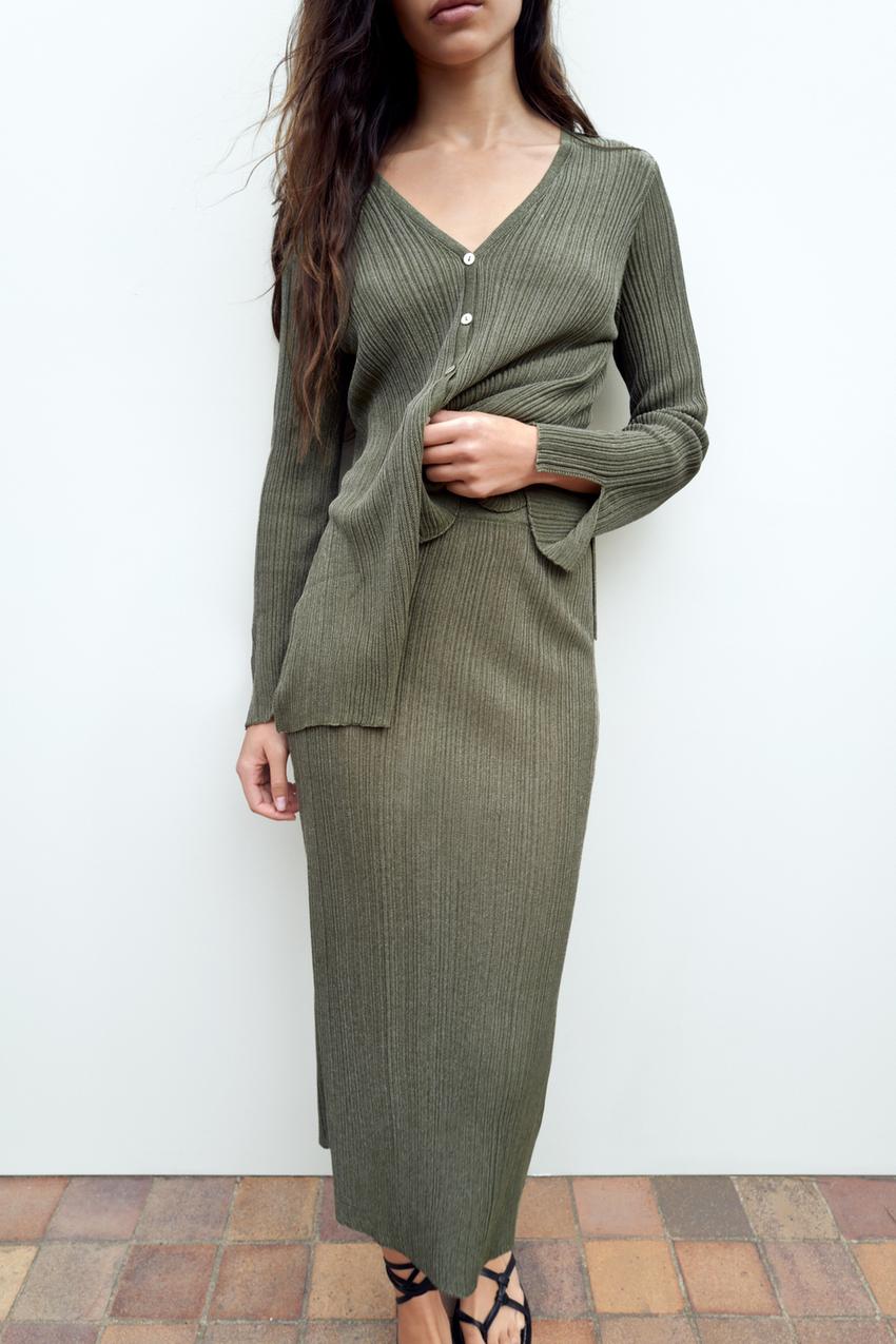 Green midi skirt zara Clearance