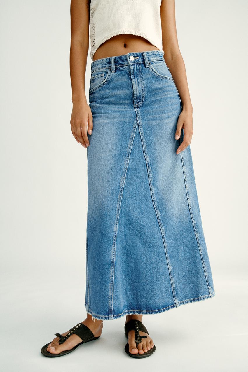 Long denim skirt zara Clearance