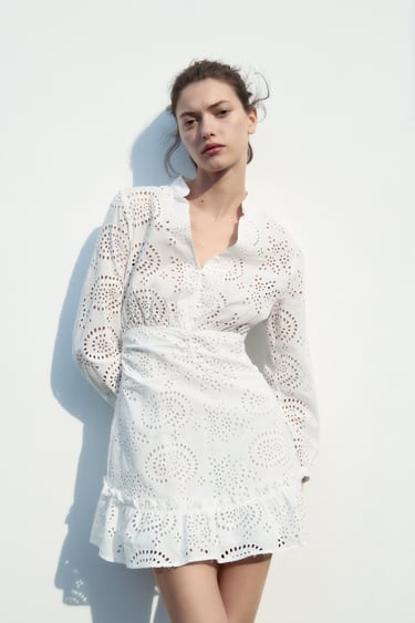 Image 0 of MINI DRESS WITH CUTWORK EMBROIDERY from Zara