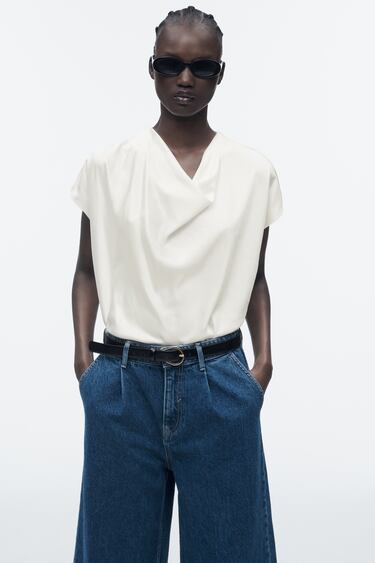 Image 0 of SATIN COWL NECK TOP from Zara