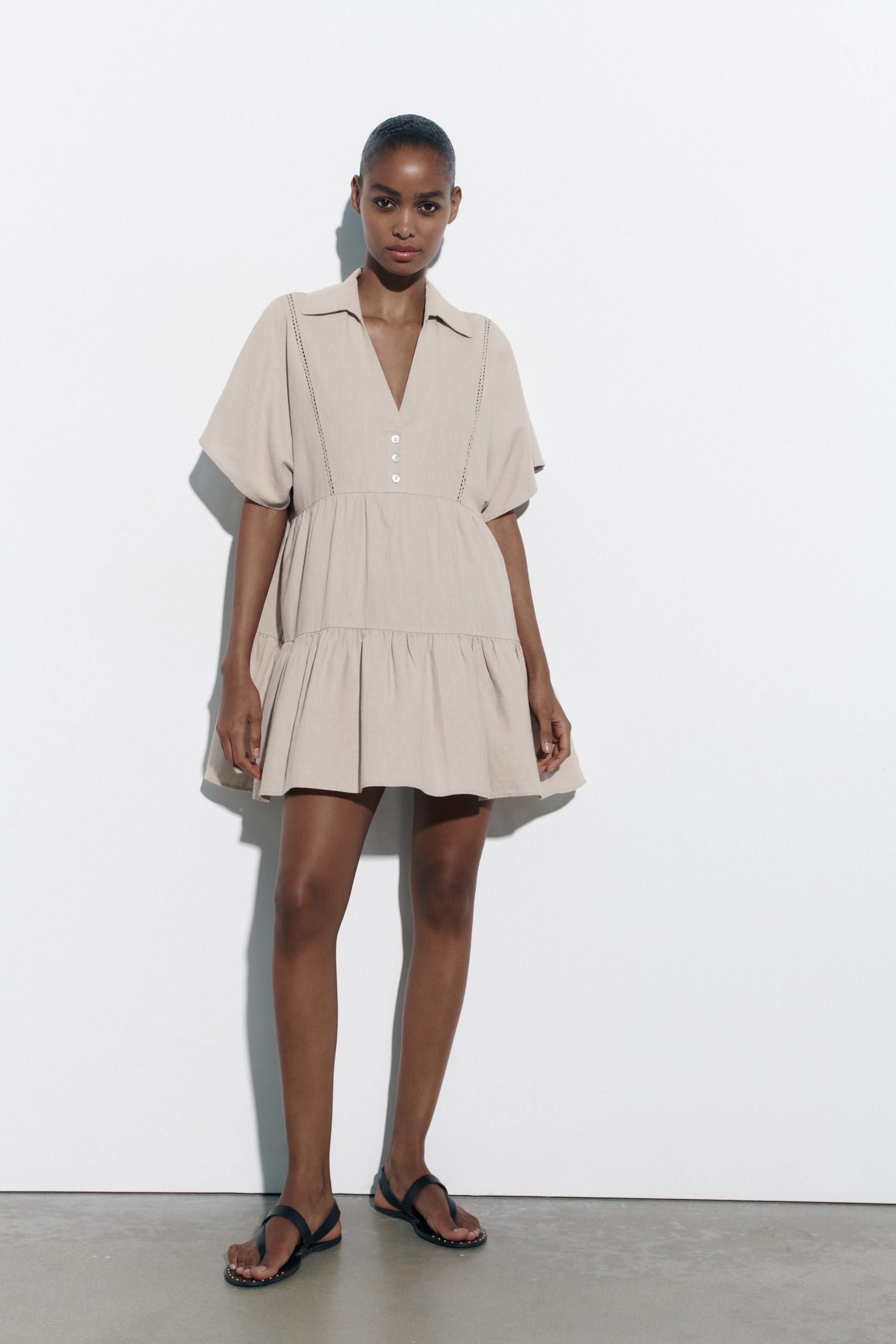 Linen mini dress zara Clearance