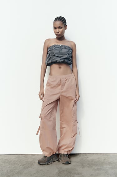 Image 0 of NYLON BLEND PARACHUTE PANTS from Zara