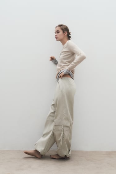 Image 0 of NYLON BLEND PARACHUTE TROUSERS from Zara