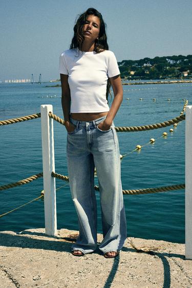 Zara ribbed top white Clearance