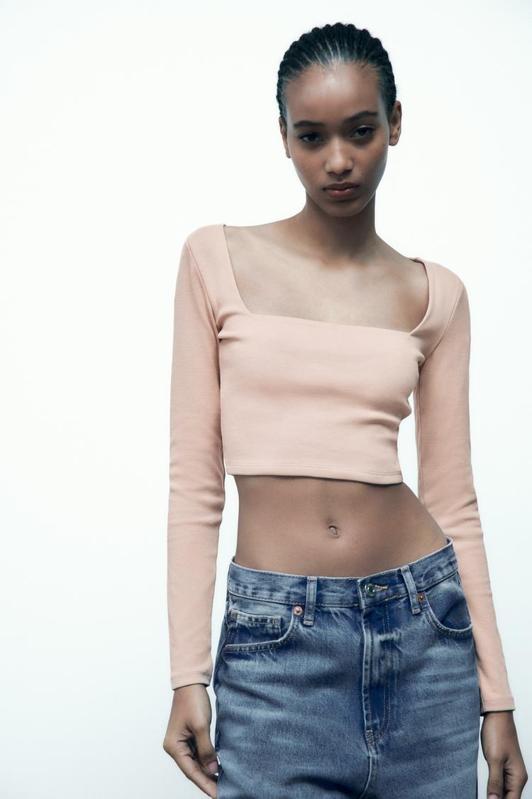 Zara square neckline t shirt Clearance