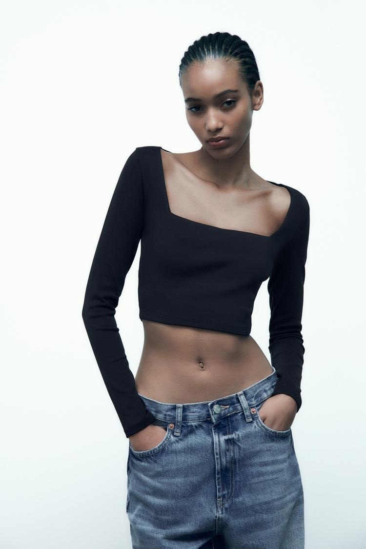 Zara square neckline t shirt Clearance