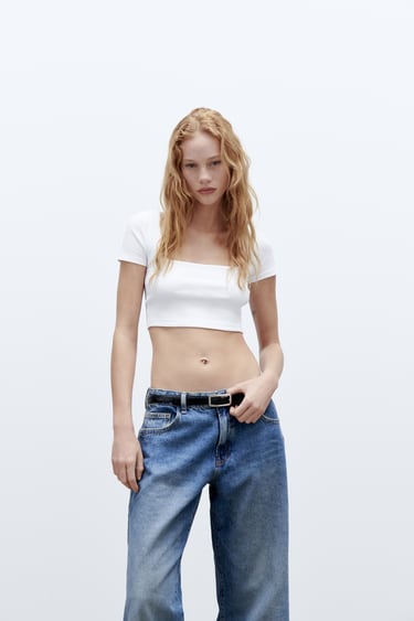 Image 0 of SQUARE NECK CROP TOP from Zara