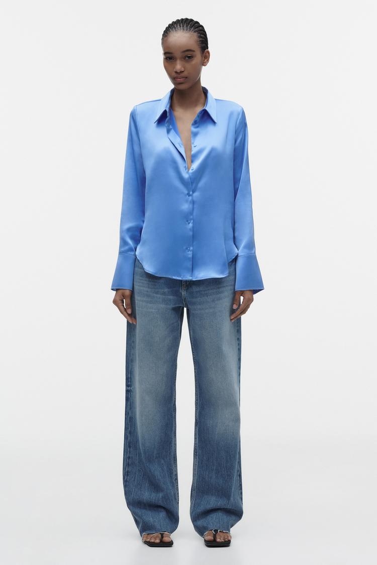 Zara satin blue shirt Clearance