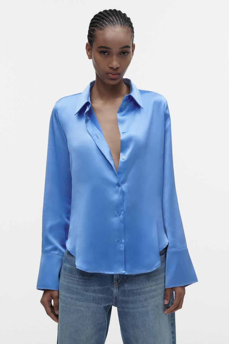 Zara satin blue shirt Clearance