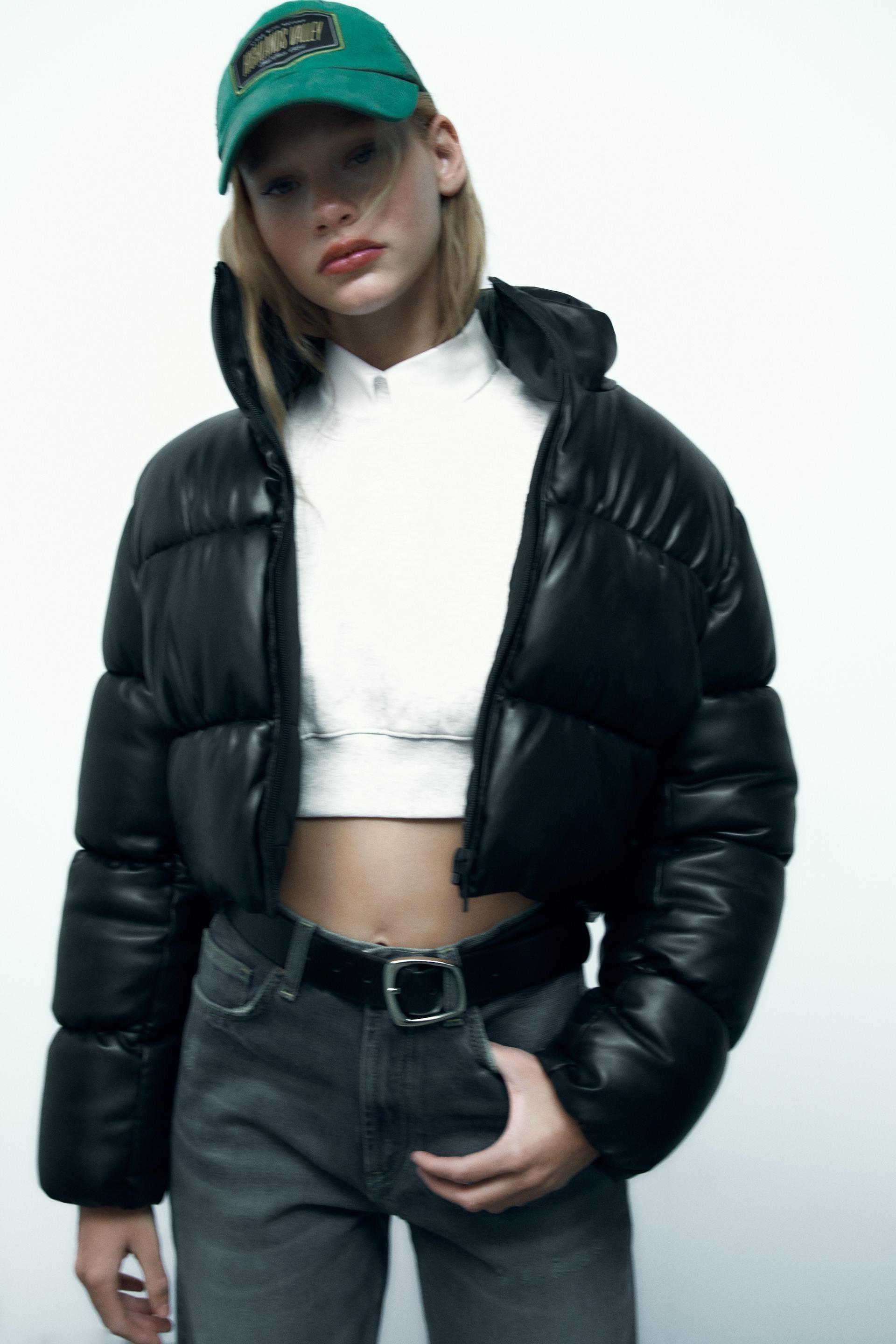 Zara leather coat puffer Clearance