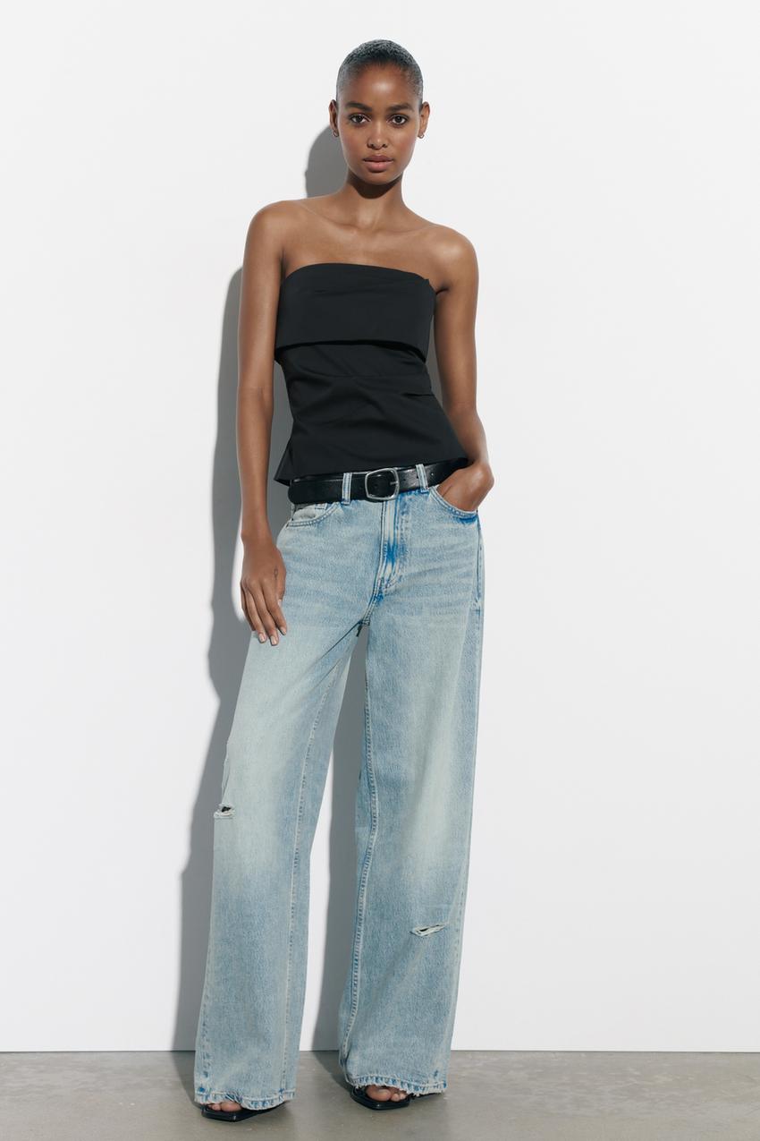 Black pleated top zara Clearance