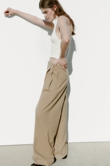 Image 0 of FULL LENGTH PINSTRIPE TROUSERS from Zara