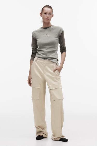 Image 0 of SATIN EFFECT CARGO PANTS from Zara