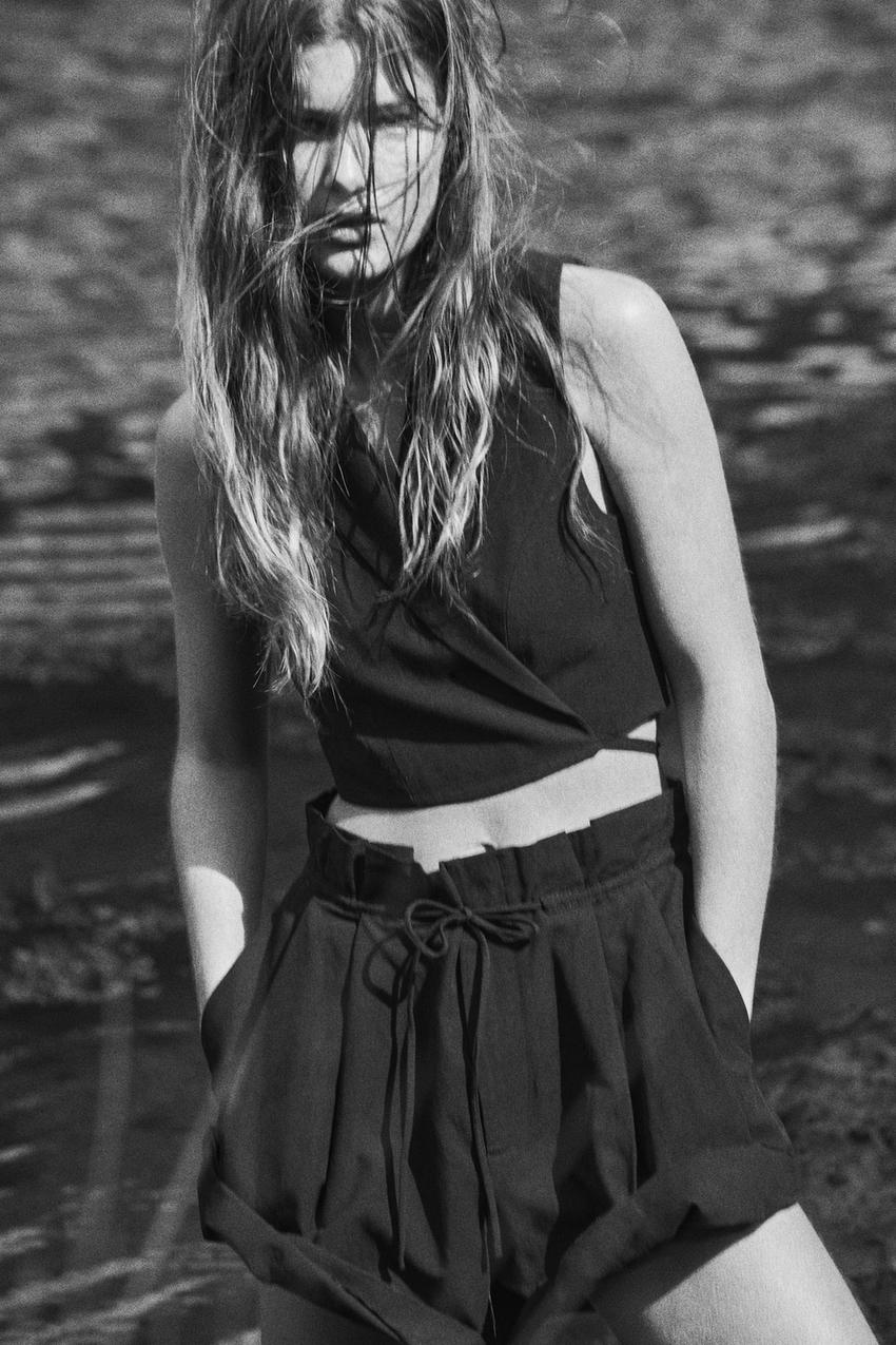 Linen bermuda shorts zara Clearance