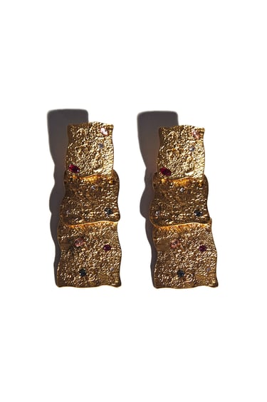 Image 0 of EARRINGS WITH PLATES AND RHINESTONES from Zara