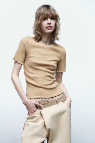 Image 0 of SOFT-TOUCH RIBBED T-SHIRT from Zara