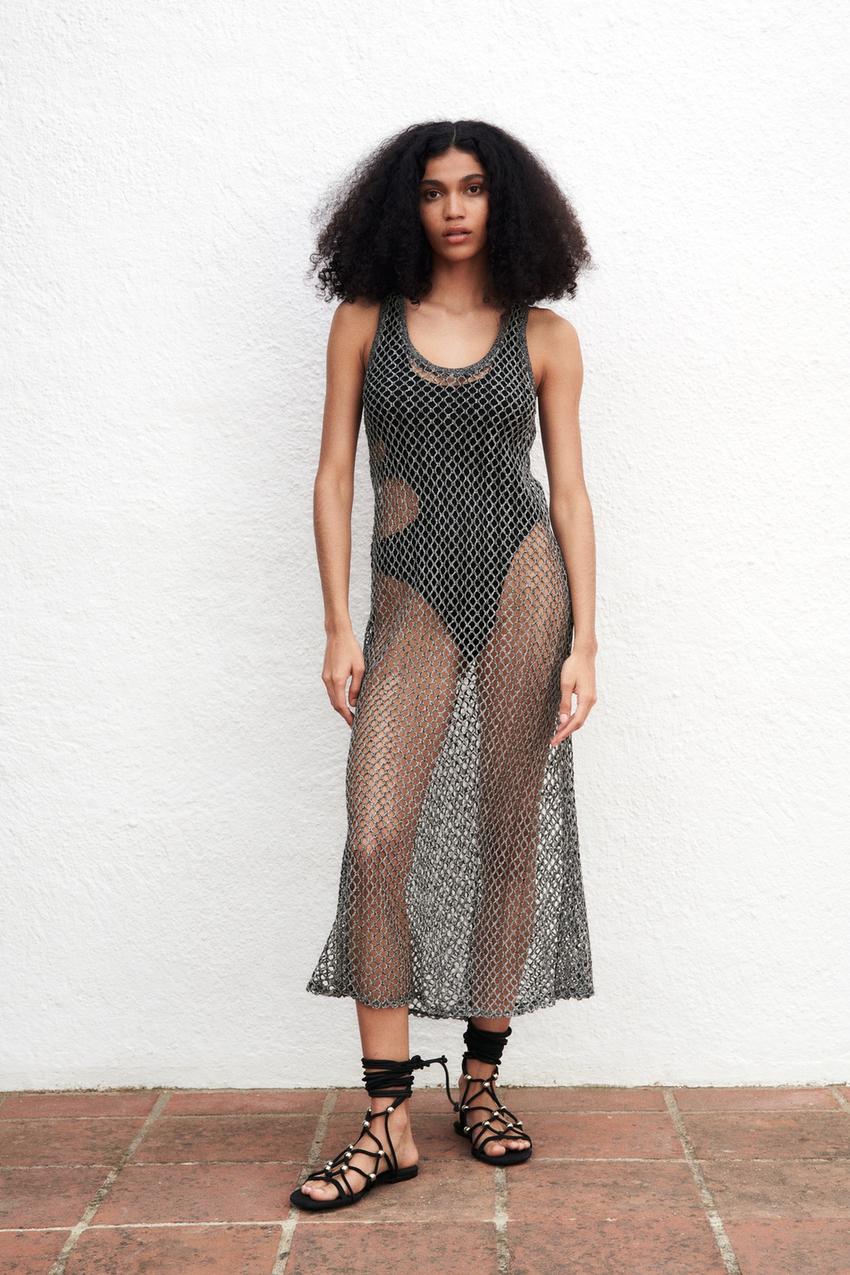 Black mesh dress zara Clearance