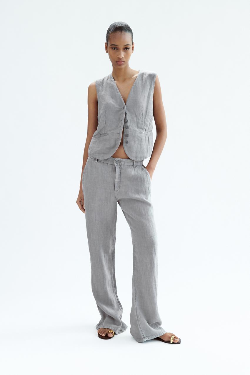 Zara grey flared trousers Clearance