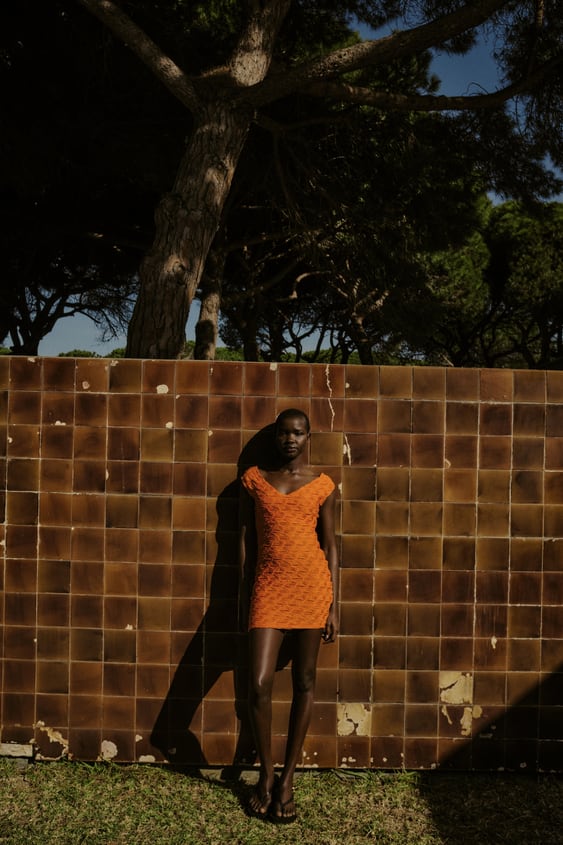 자라 원피스 Zara SHORT TEXTURED DRESS,Orange