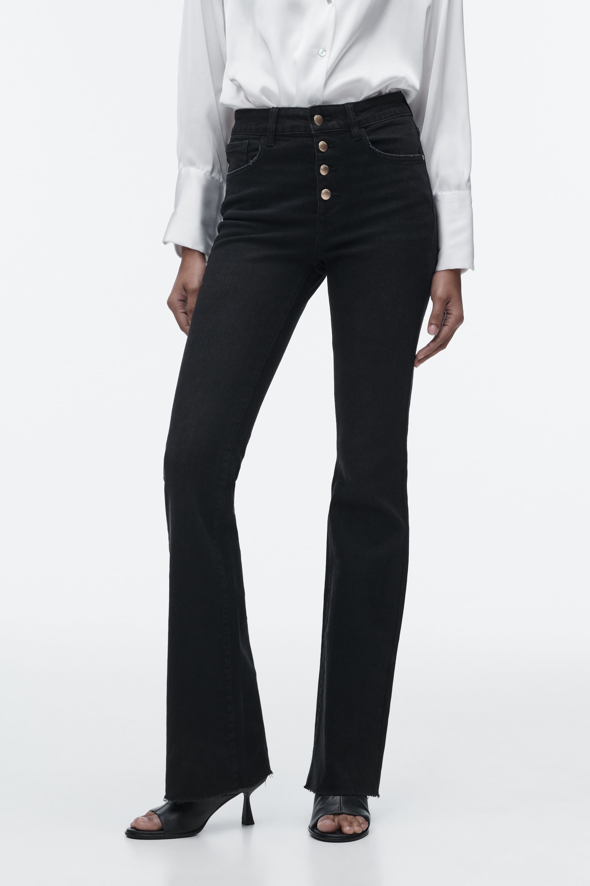vermomming toevoegen aan terugbetaling HIGH-WAISTED Z1975 FLARE FIT JEANS - Black | ZARA United States