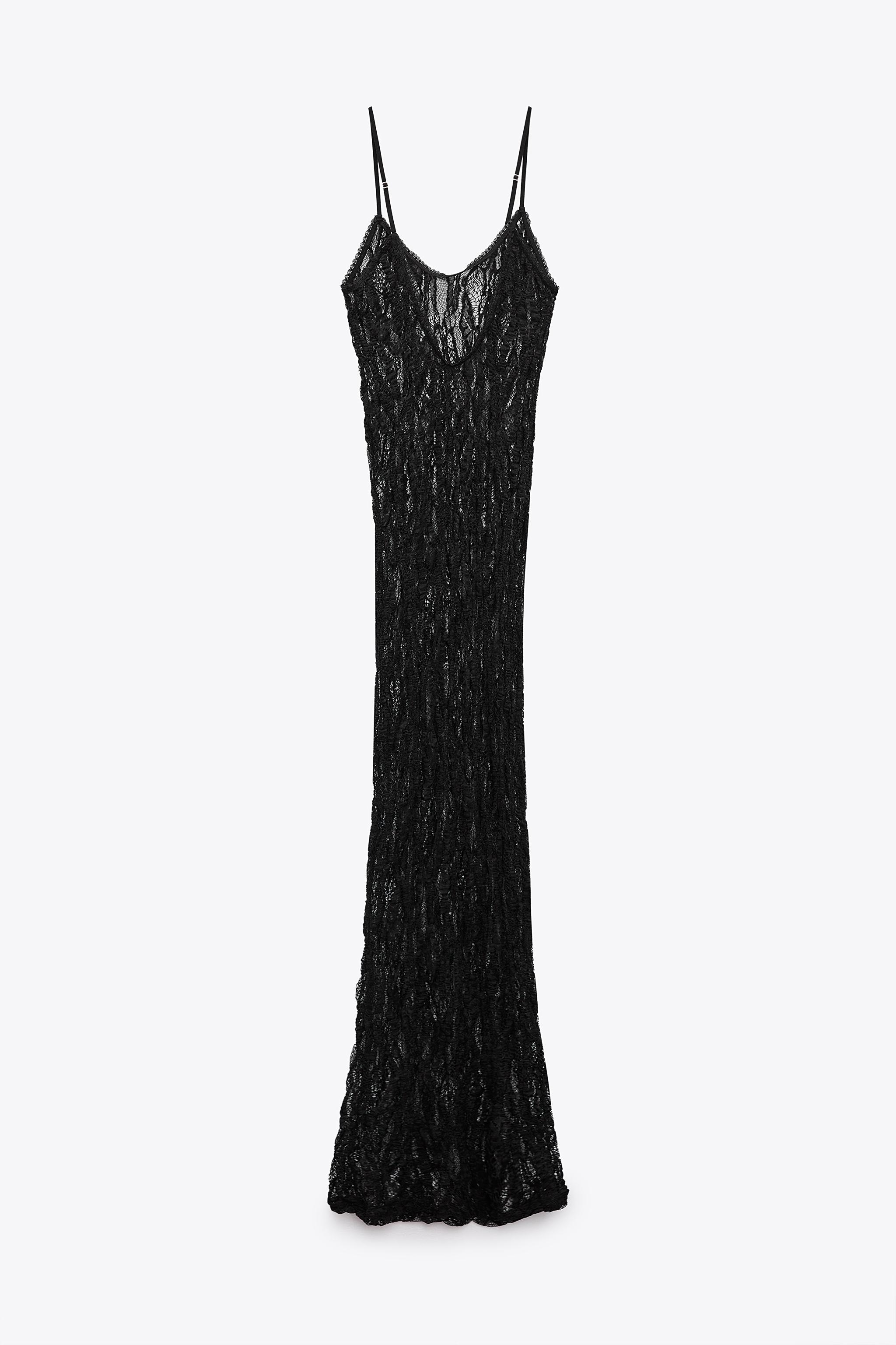 Zara long lace dress hotsell