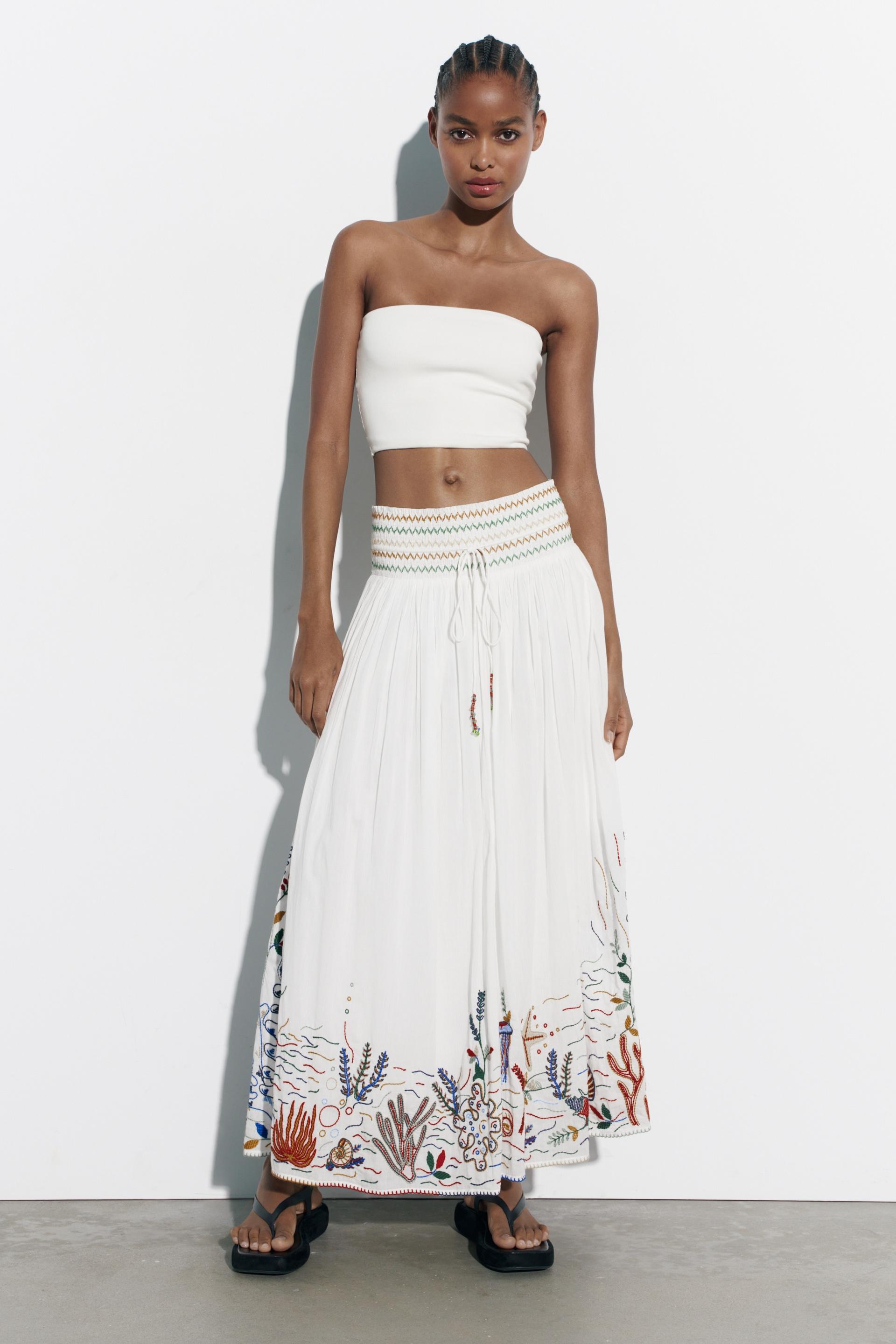 White maxi skirt zara Clearance