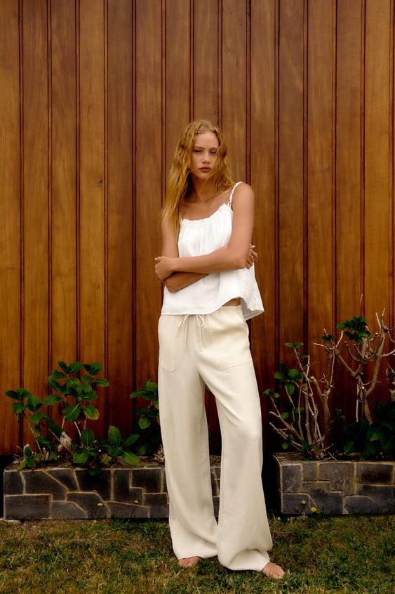 White flowy pants zara Outlet