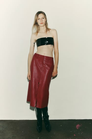 Image 0 of LEATHER MIDI SKIRT LIMITED EDITION from Zara