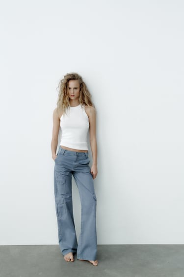 Image 0 of WIDE-LEG CARGO TRF TROUSERS from Zara