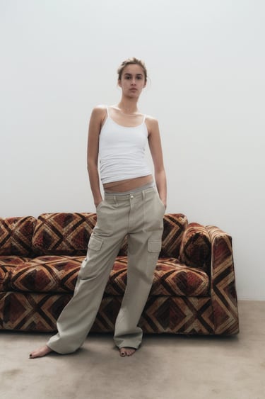 Image 0 of TRF STRAIGHT CARGO PANTS from Zara