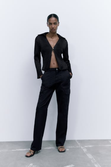 Image 0 of TRF HIGH RISE STRAIGHT CARGO PANTS from Zara