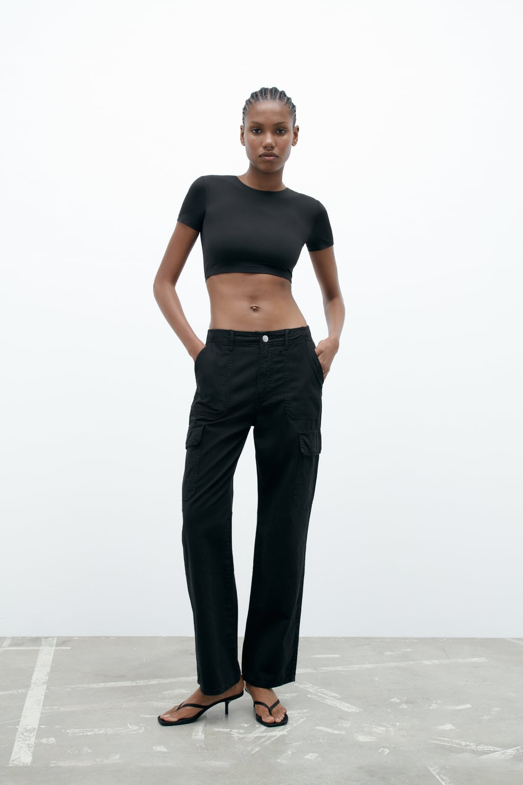 Zara Black Short Sleeve Crop Top