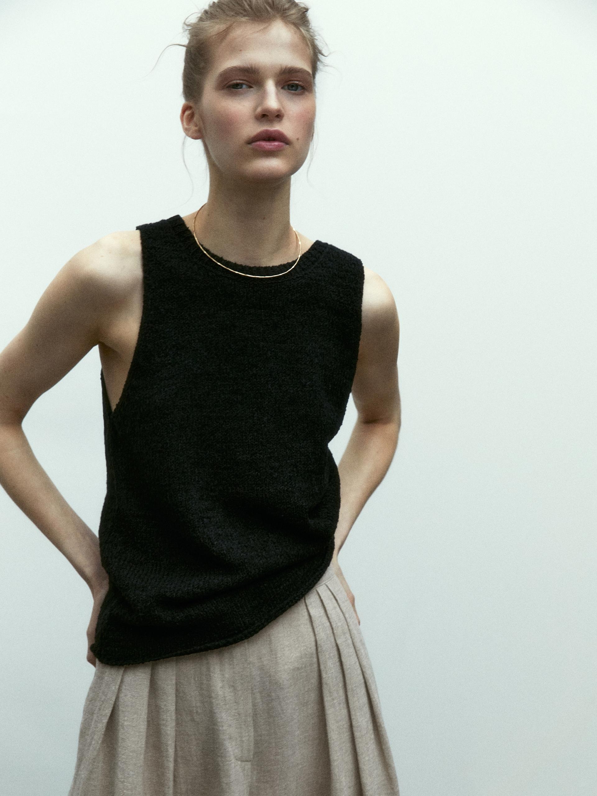 Zara black knit top Clearance