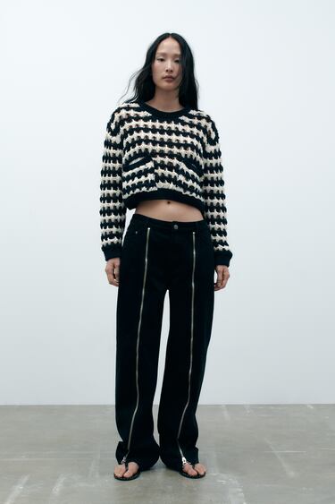 Image 0 of OPEN-KNIT CROPPED SWEATER from Zara