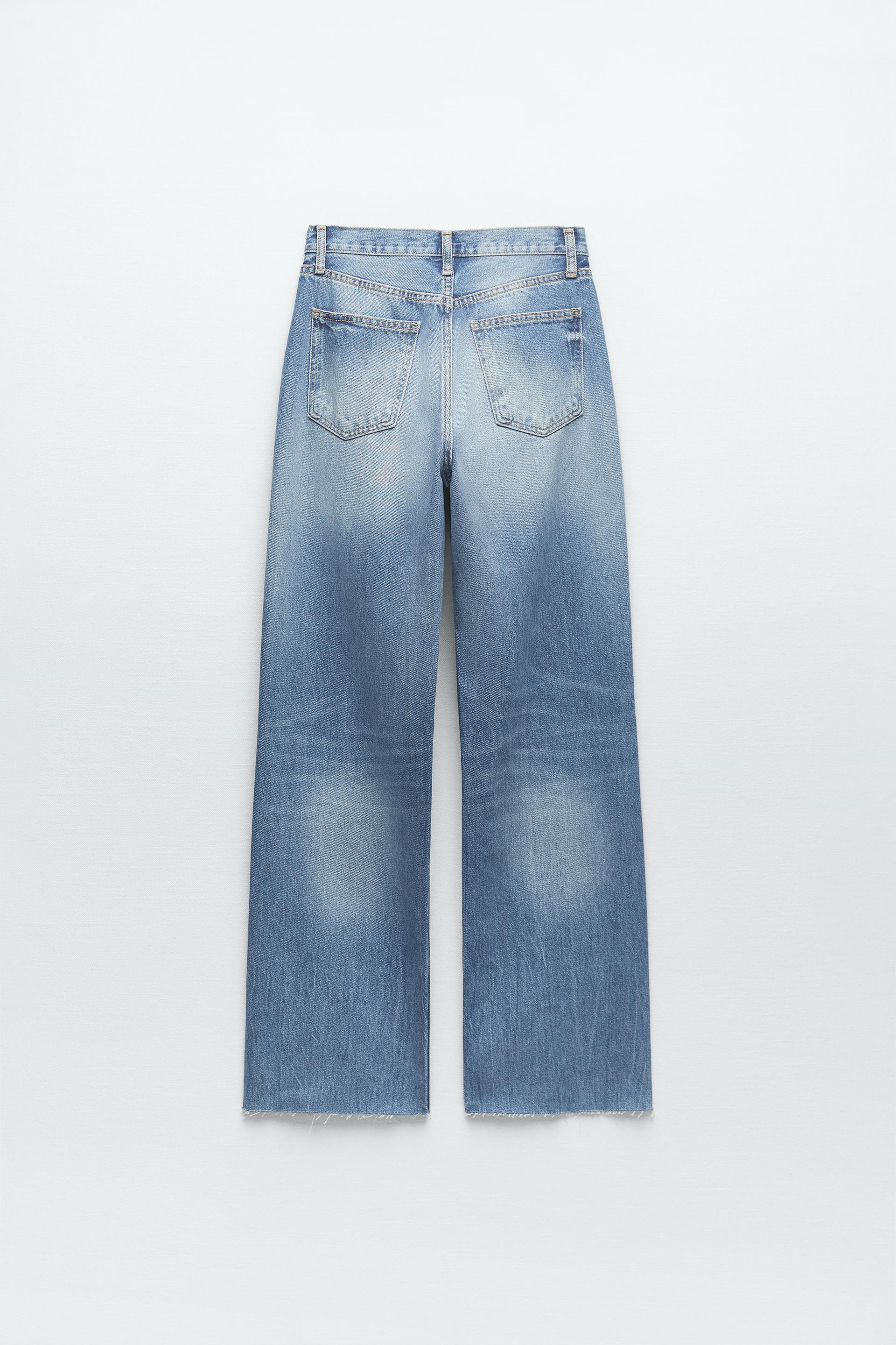 Zara hi rise full length wide leg jeans Clearance