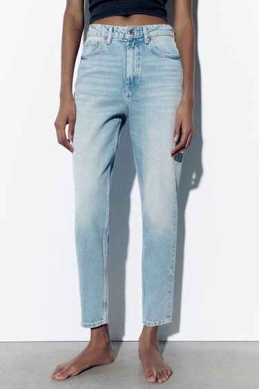 Image 0 of HIGH-RISE COMFORT FIT TRF MOM JEANS from Zara