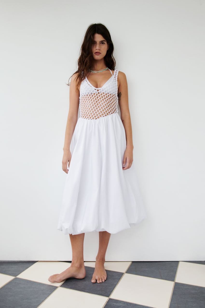 combination mesh dress - white | zara singapore