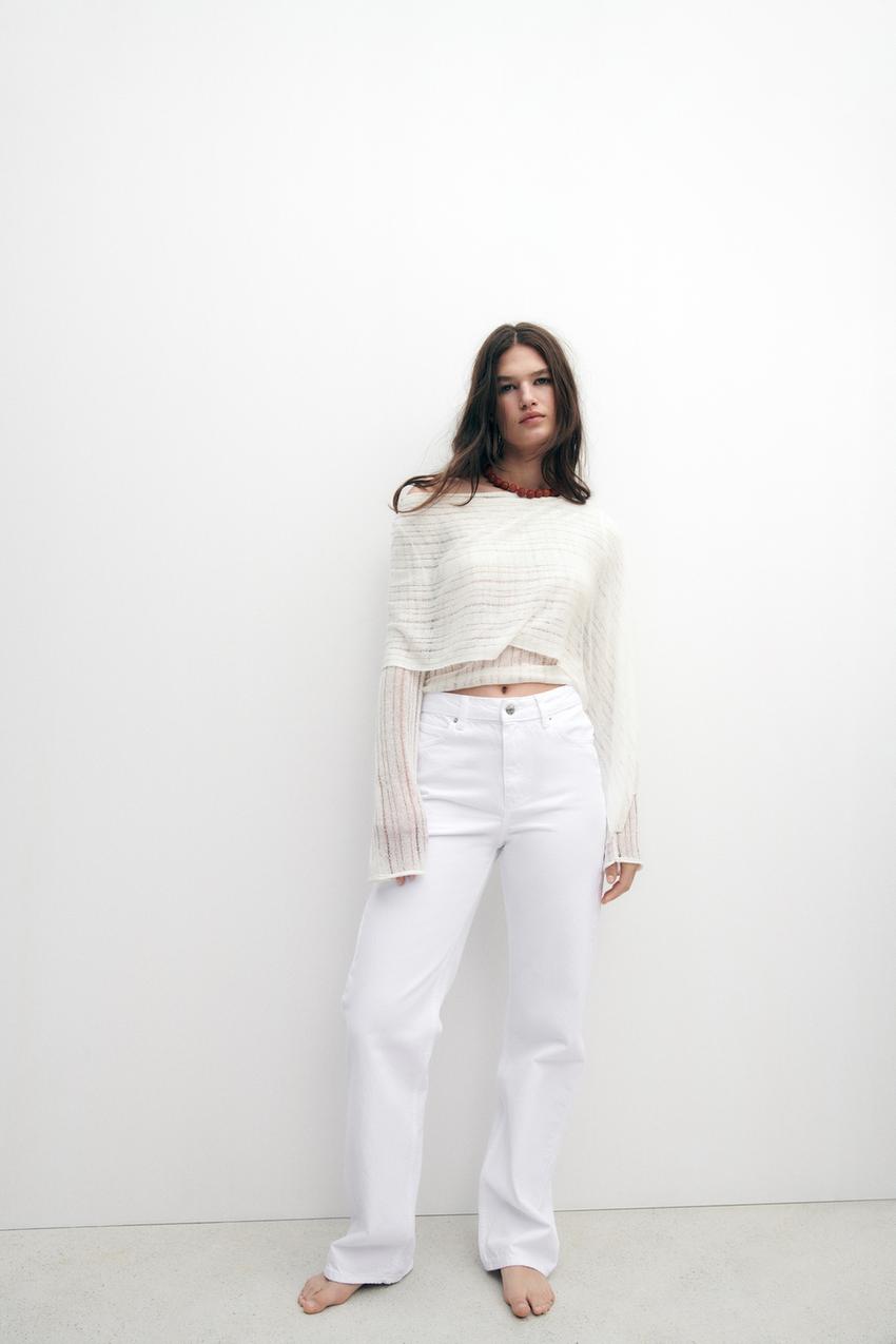 Zara straight jeans white Clearance