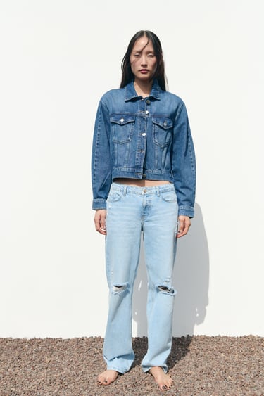 Image 0 of MID-RISE RIPPED LONG LENGTH STRAIGHT LEG JEANS Z1975 from Zara