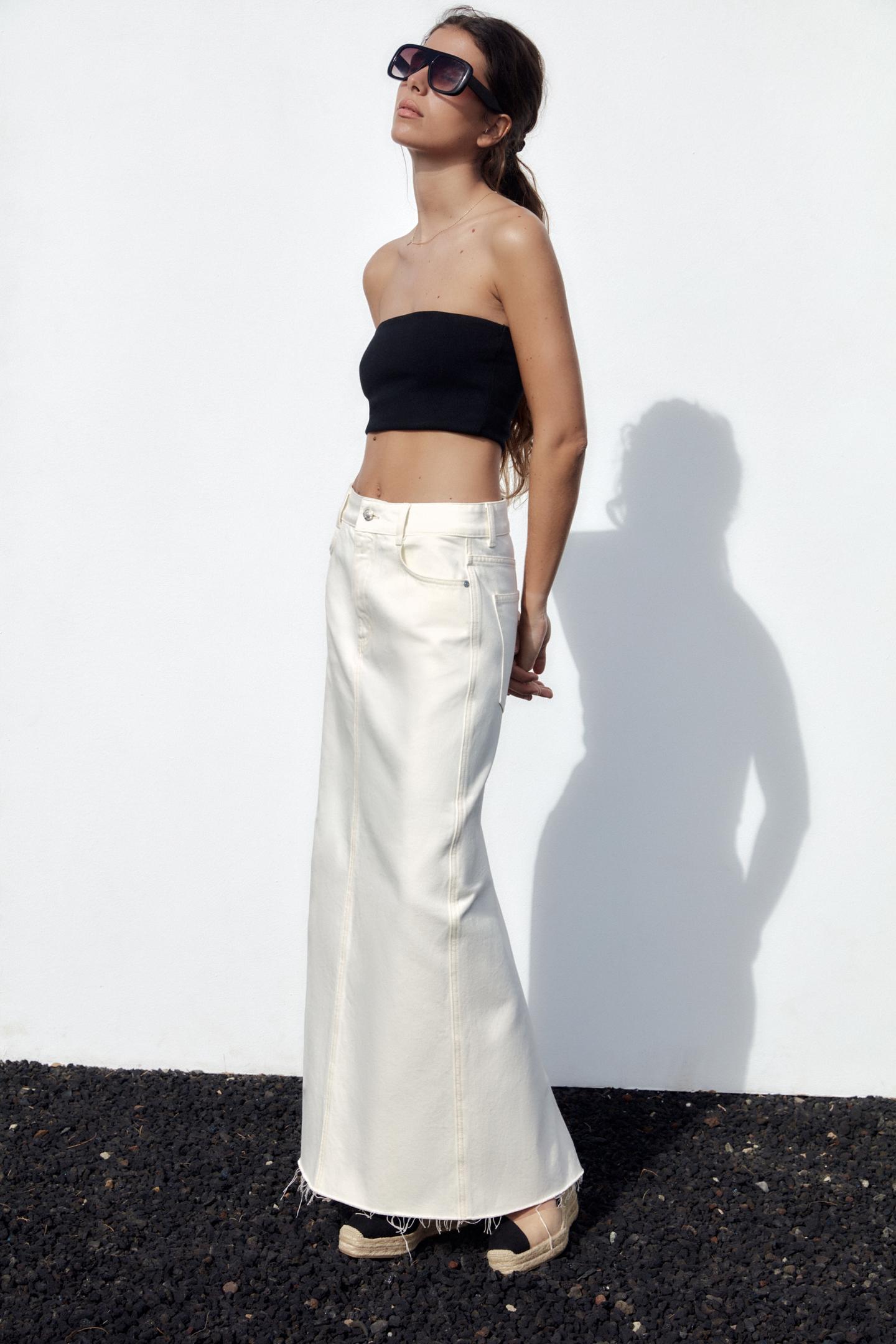 Longline Denim Skirt, Zara