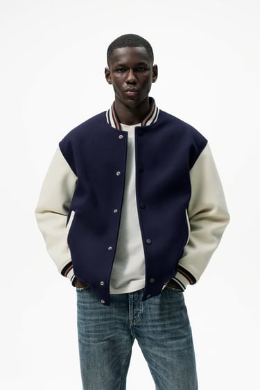 Image 0 of CONTRAST BOMBER JACKET from Zara