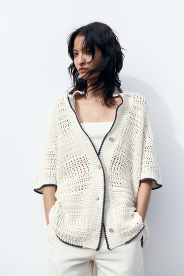 Image 0 of OVERSIZE KNIT POLO SWEATER from Zara