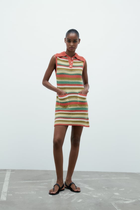 자라 원피스 Zara STRIPED KNIT DRESS,Multicolored