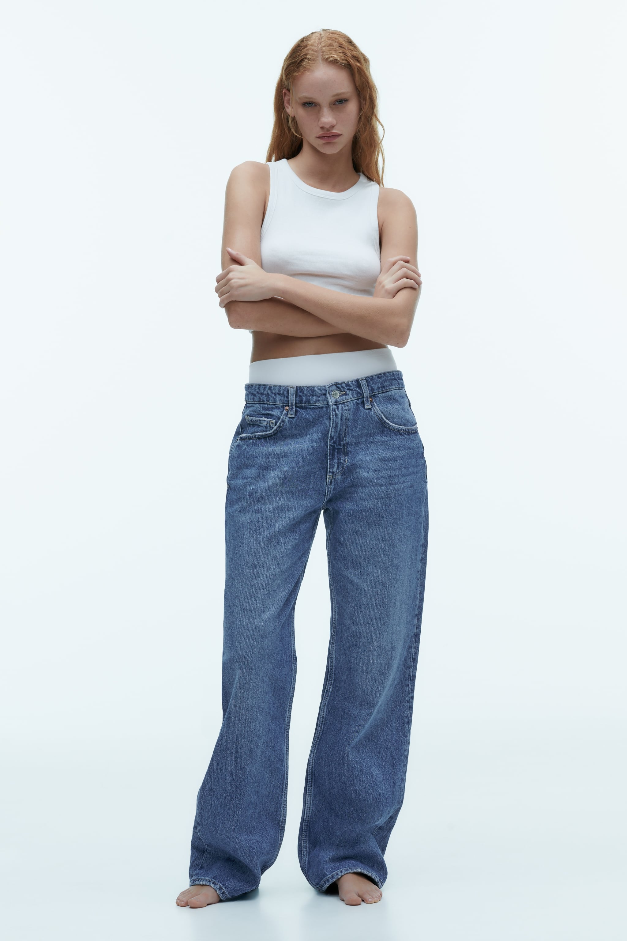 EXTRA LONG TRF MID-RISE WIDE LEG JEANS