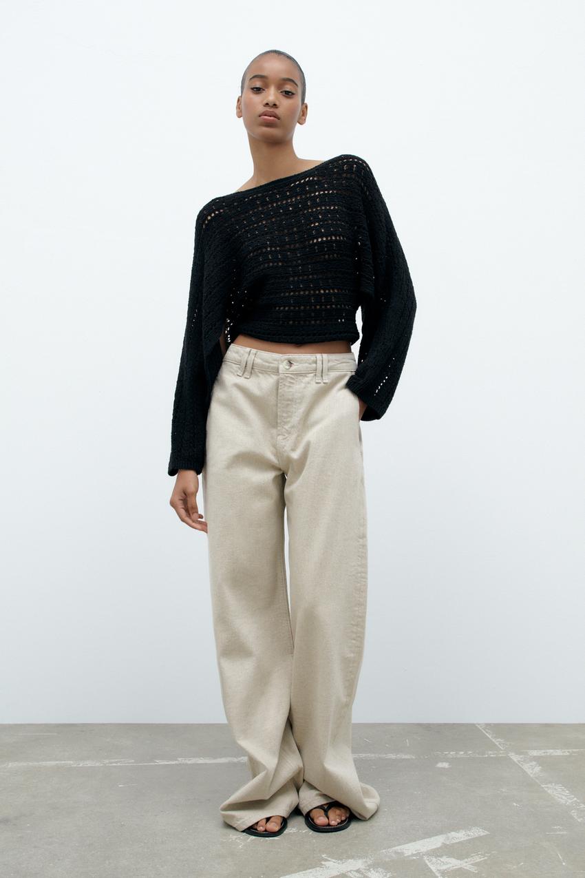 Zara pointelle knit top Clearance