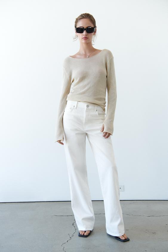 Zara straight jeans white Clearance