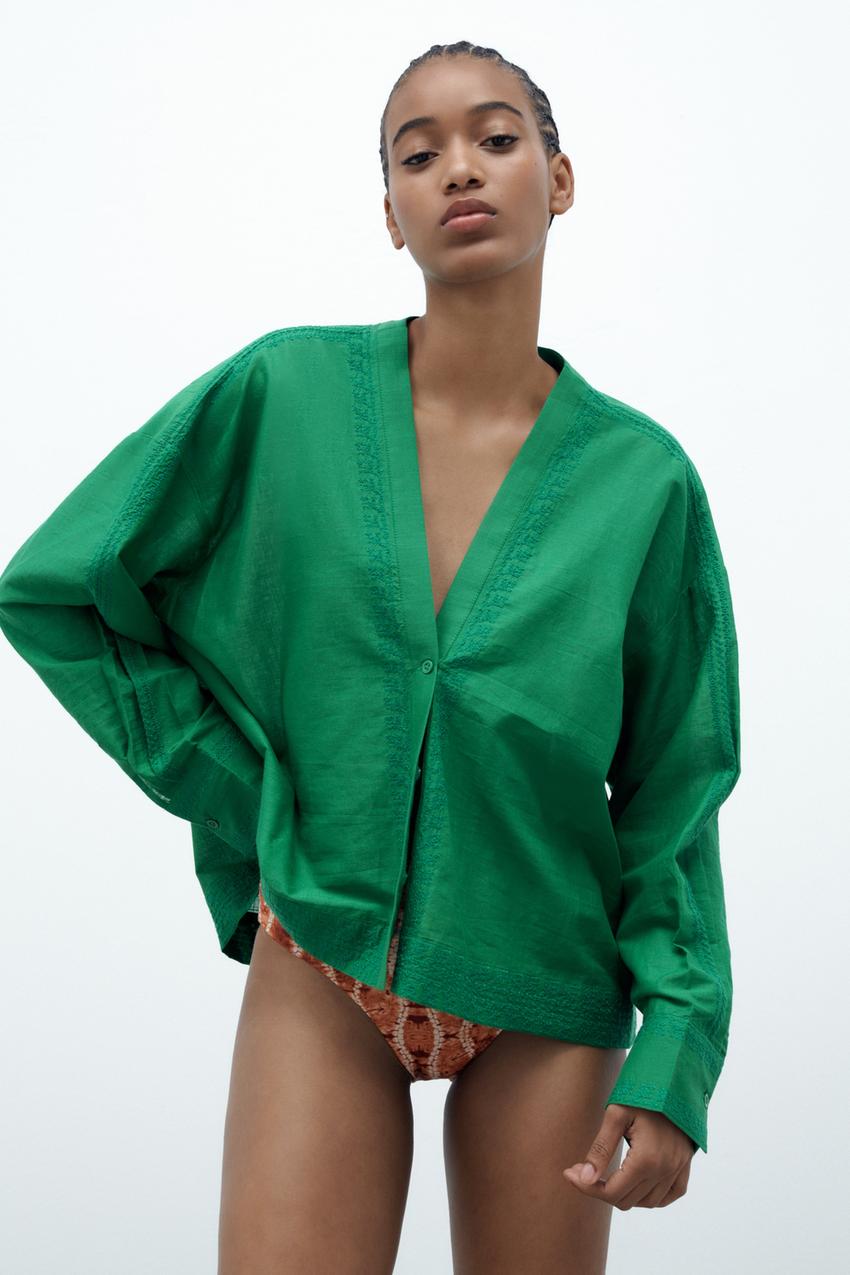 Zara green wrap top Clearance