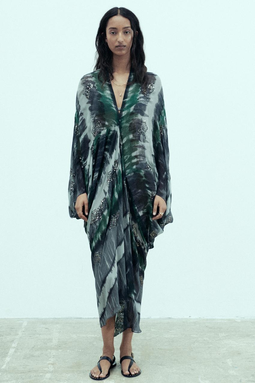 Zara green kaftan Clearance