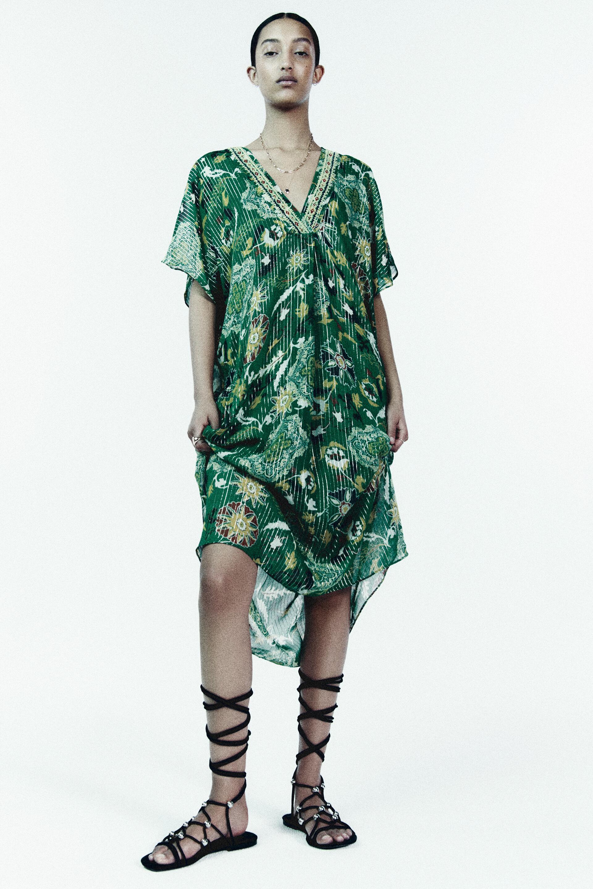 Zara green kaftan clearance